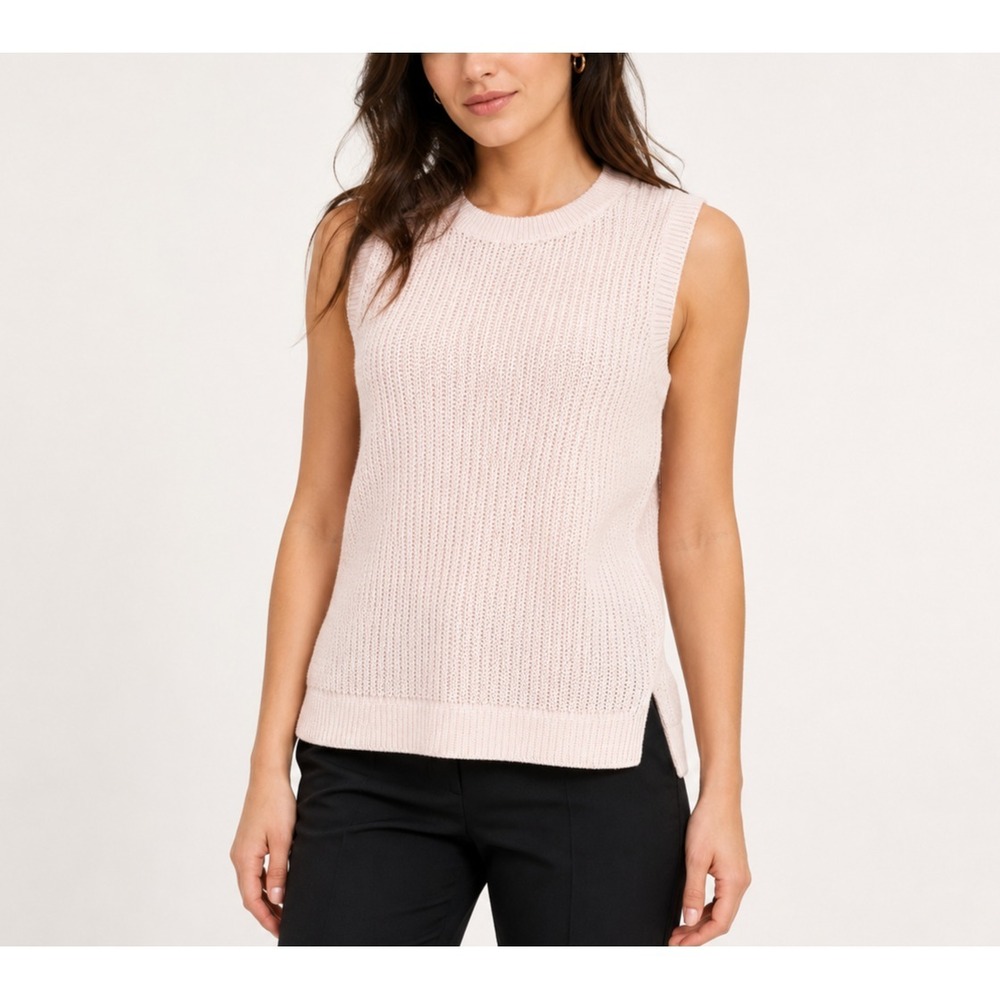 J. McLaughlin Sweater Women L Pink Lena Sleeveless Open Knit Lightweight Top NEW